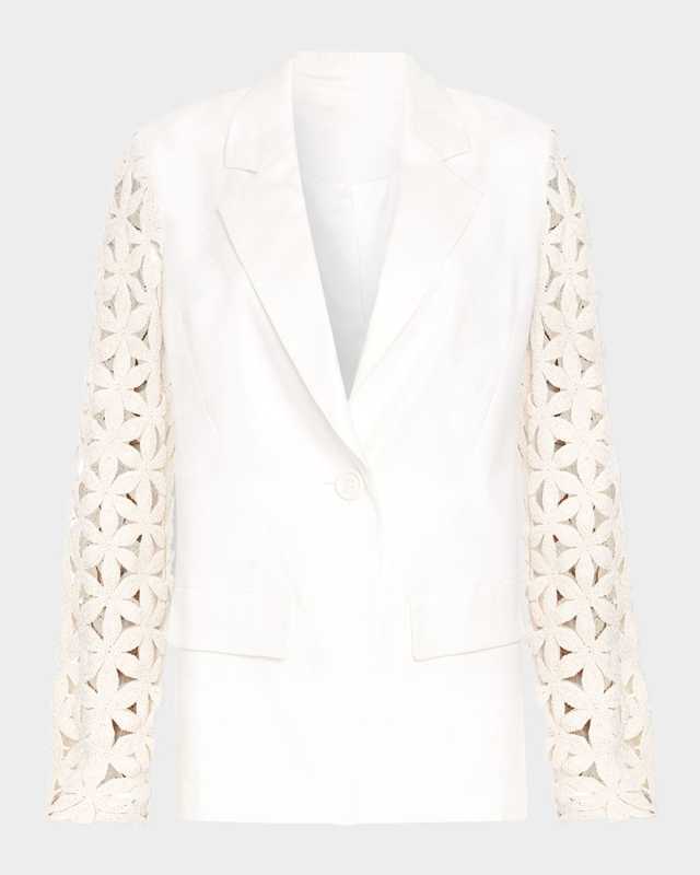 Kelsey Crochet-Sleeve Blazer